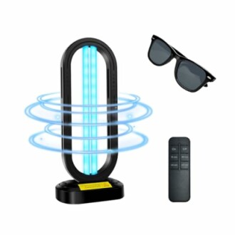 UV sanitizer lamp with protective glasses and remote control.